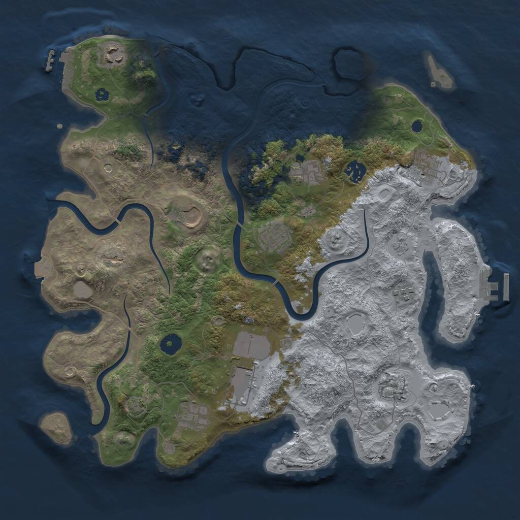 Rust Map: Procedural Map, Size: 3750, Seed: 41343117, 16 Monuments