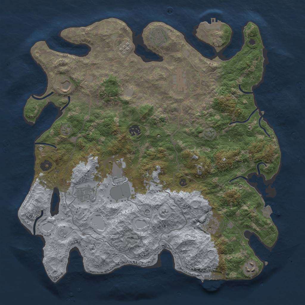 Rust Map: Procedural Map, Size: 4000, Seed: 143456, 17 Monuments