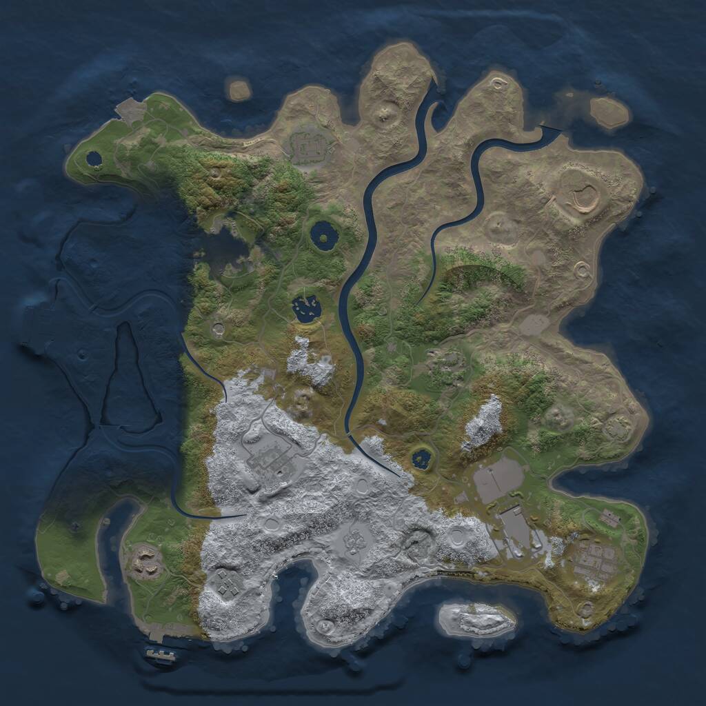 Rust Map: Procedural Map, Size: 3750, Seed: 1992869543, 16 Monuments