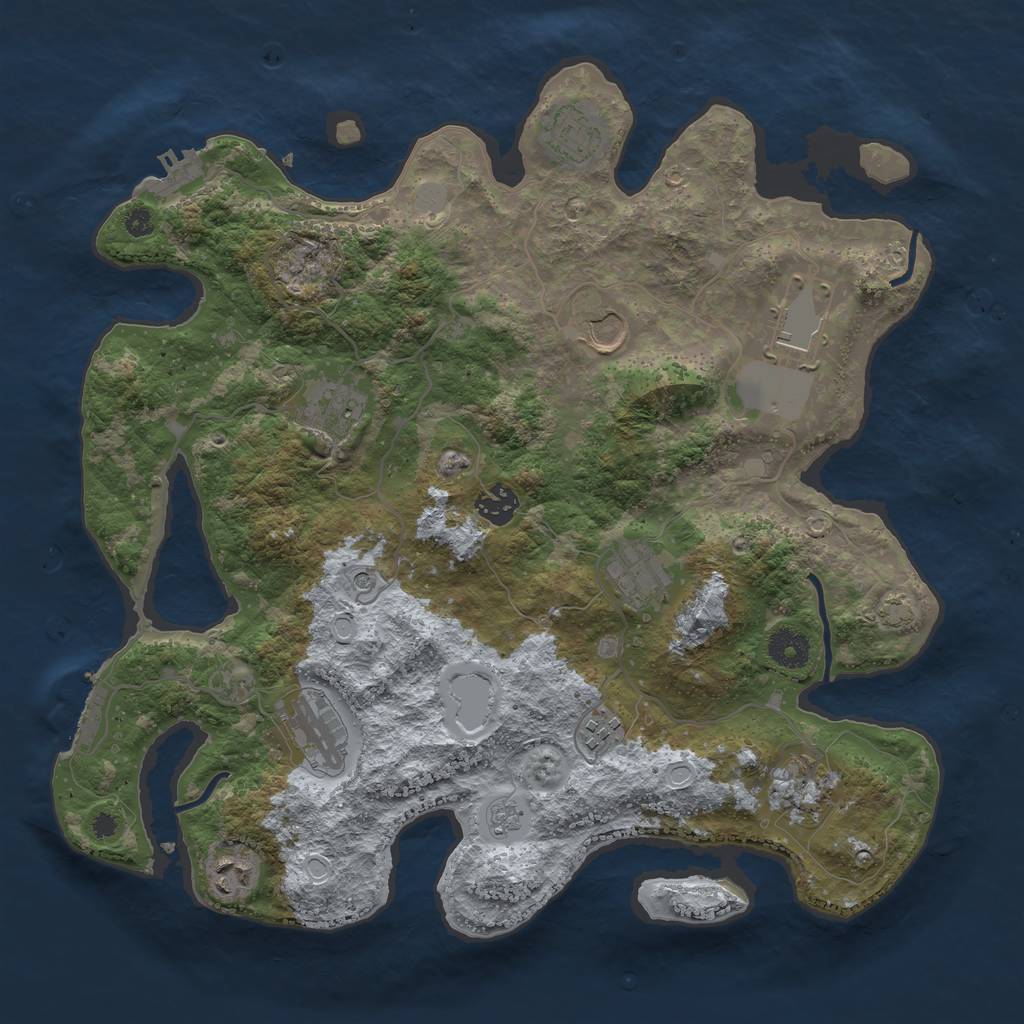 Rust Map: Procedural Map, Size: 3750, Seed: 1992869543, 18 Monuments