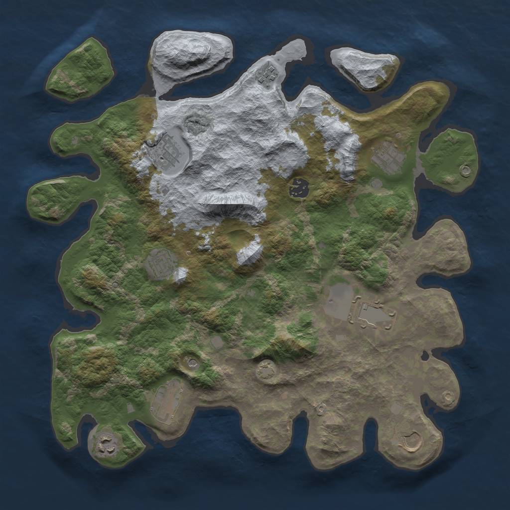Rust Map: Barren, Size: 3800, Seed: 25551164, 13 Monuments
