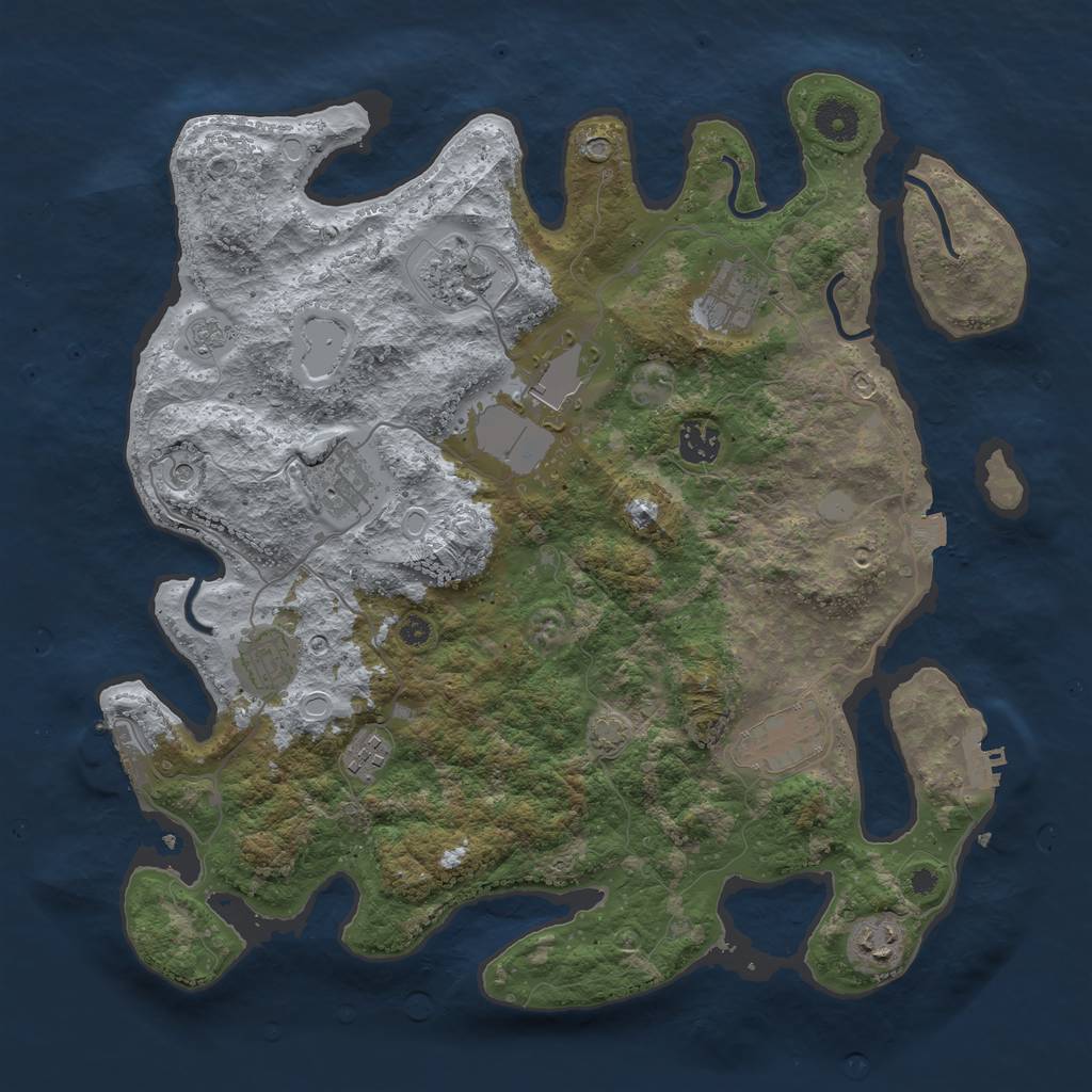 Rust Map: Procedural Map, Size: 3800, Seed: 27384699, 17 Monuments