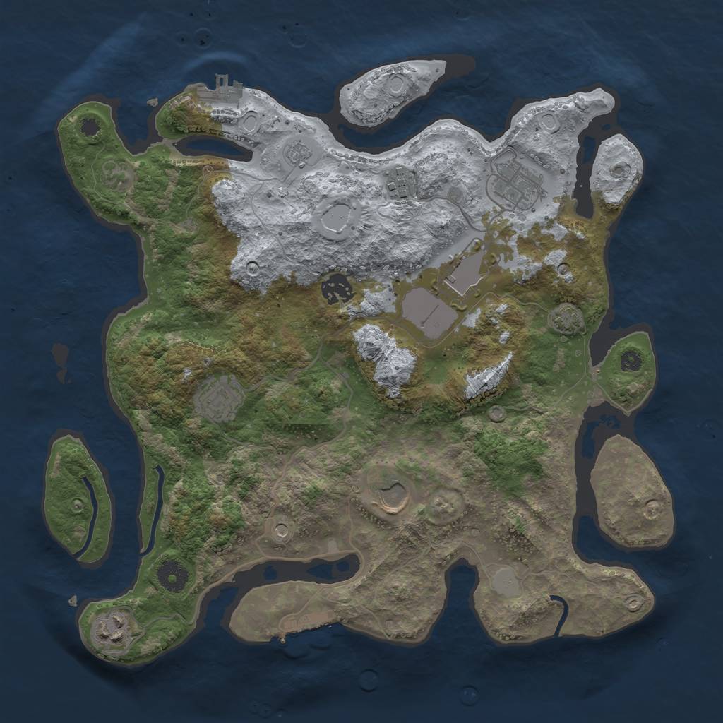 Rust Map: Procedural Map, Size: 3500, Seed: 133717, 15 Monuments
