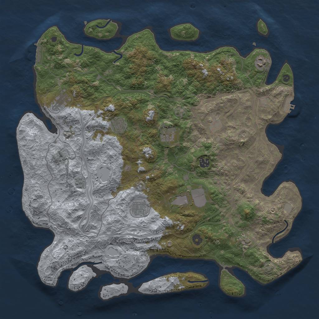 Rust Map: Procedural Map, Size: 4500, Seed: 97971672, 18 Monuments