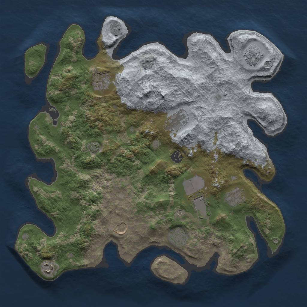 Rust Map: Barren, Size: 3800, Seed: 42147848, 14 Monuments