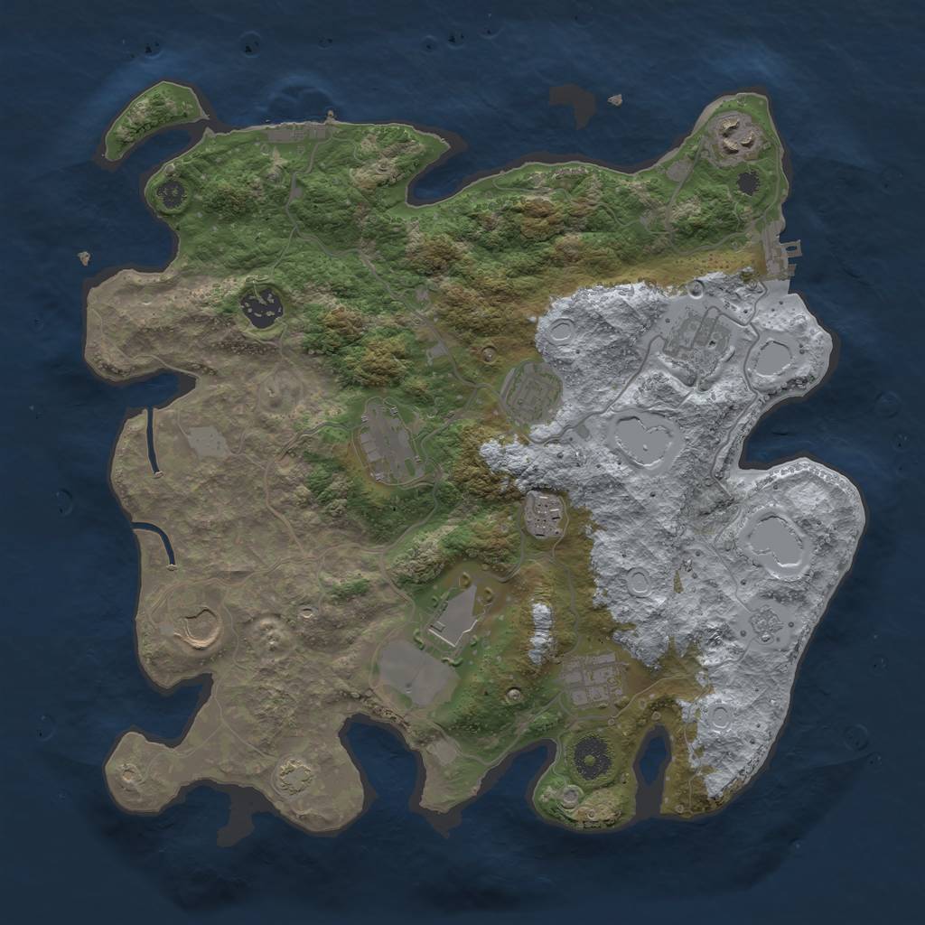Rust Map: Procedural Map, Size: 3500, Seed: 362175474, 16 Monuments