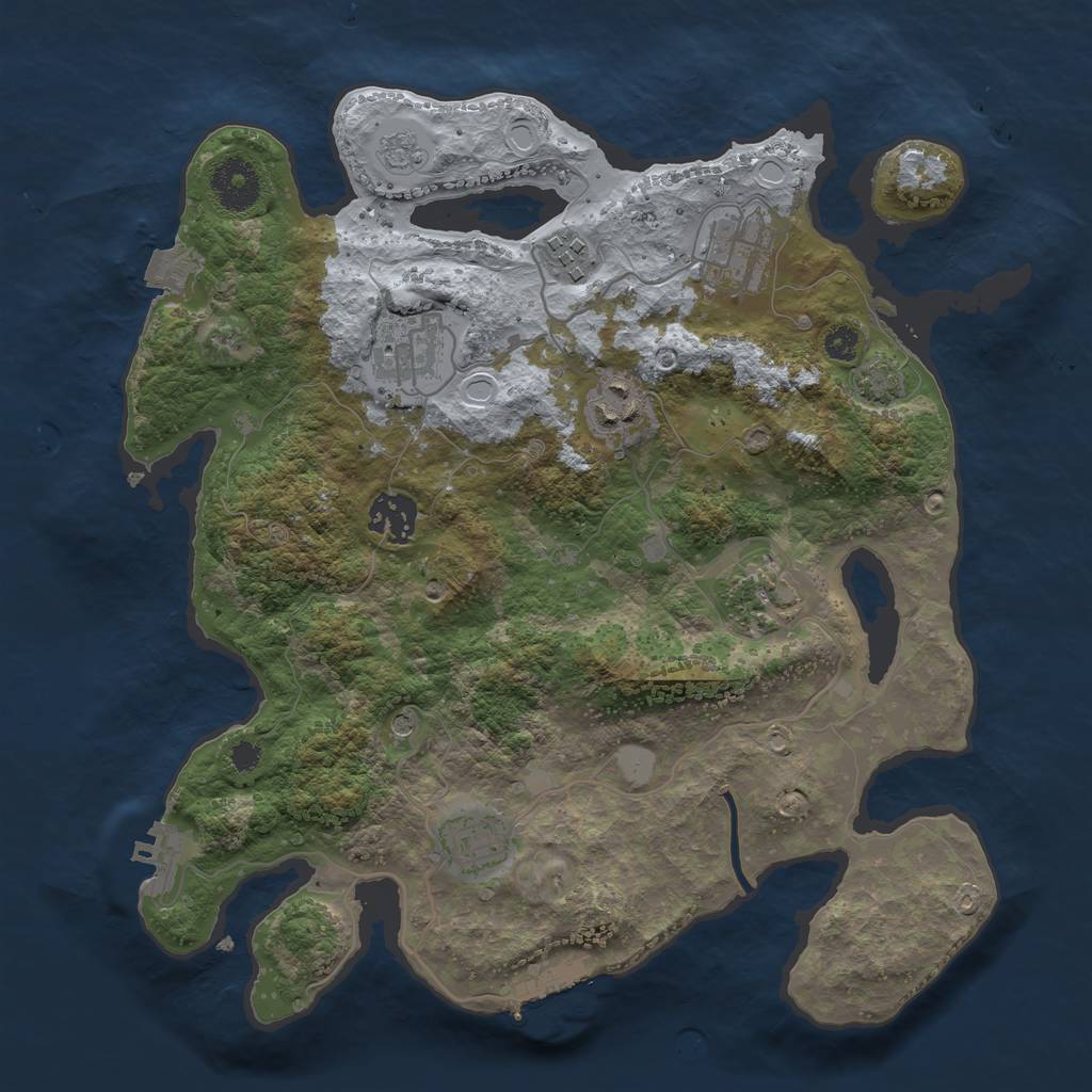 Rust Map: Procedural Map, Size: 3250, Seed: 807878090, 15 Monuments