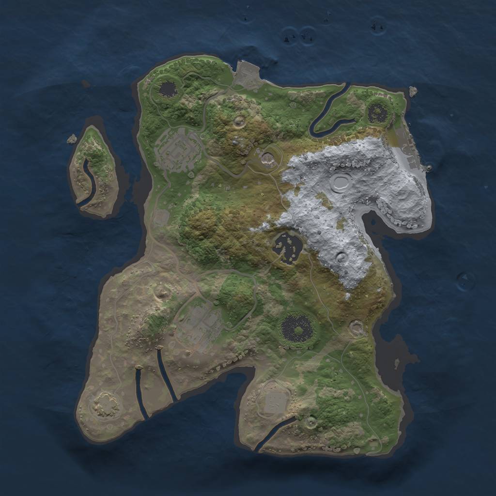 Rust Map: Procedural Map, Size: 2500, Seed: 171053, 9 Monuments