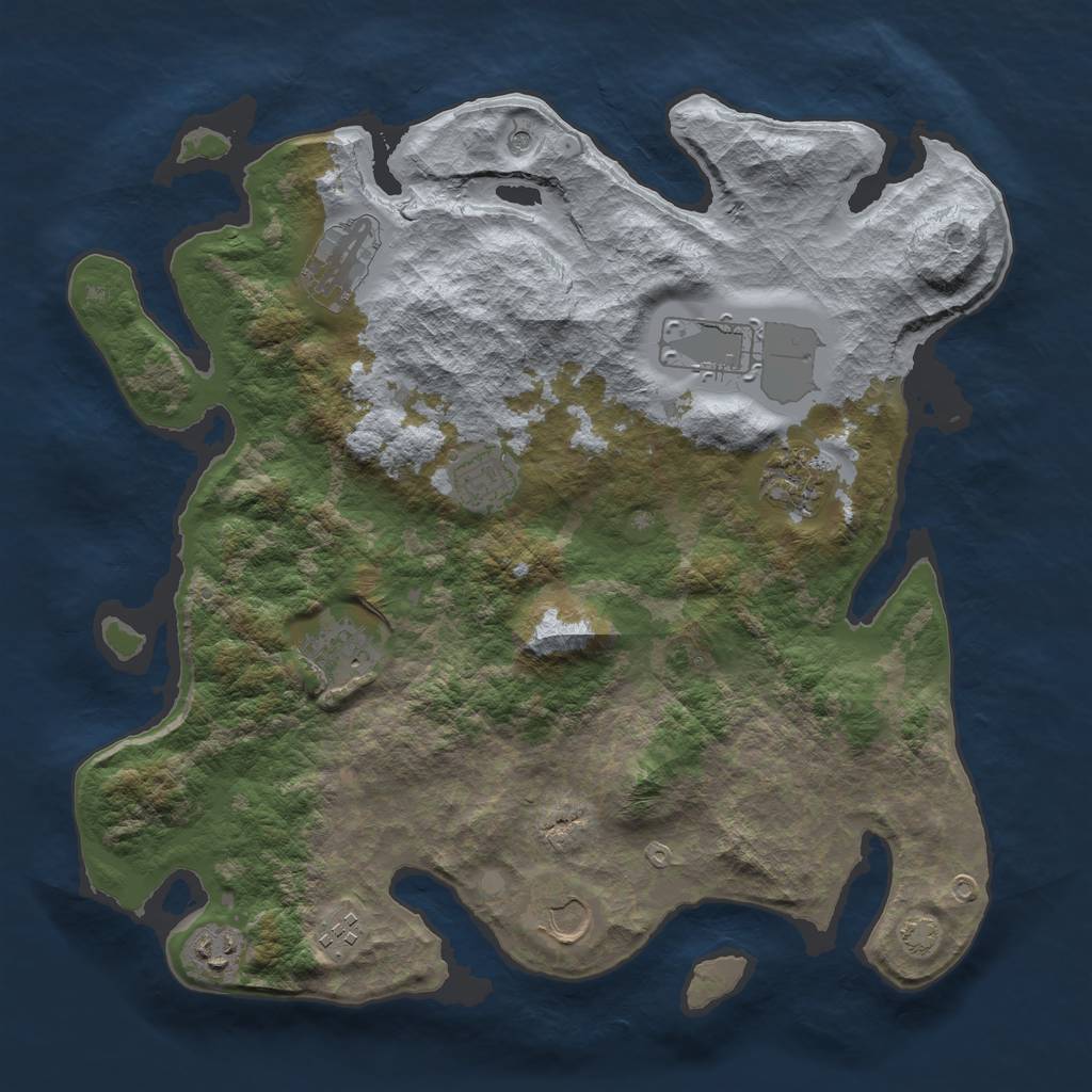Rust Map: Barren, Size: 3700, Seed: 733038025, 12 Monuments