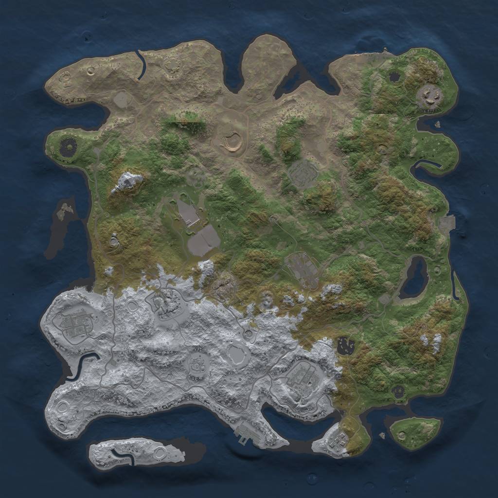 Rust Map: Procedural Map, Size: 4000, Seed: 83633624, 18 Monuments