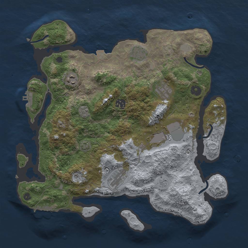 Rust Map: Procedural Map, Size: 3500, Seed: 1416417784, 15 Monuments