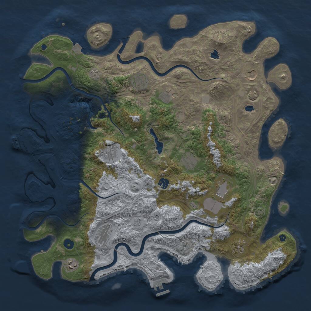 Rust Map: Procedural Map, Size: 4500, Seed: 153739996, 17 Monuments