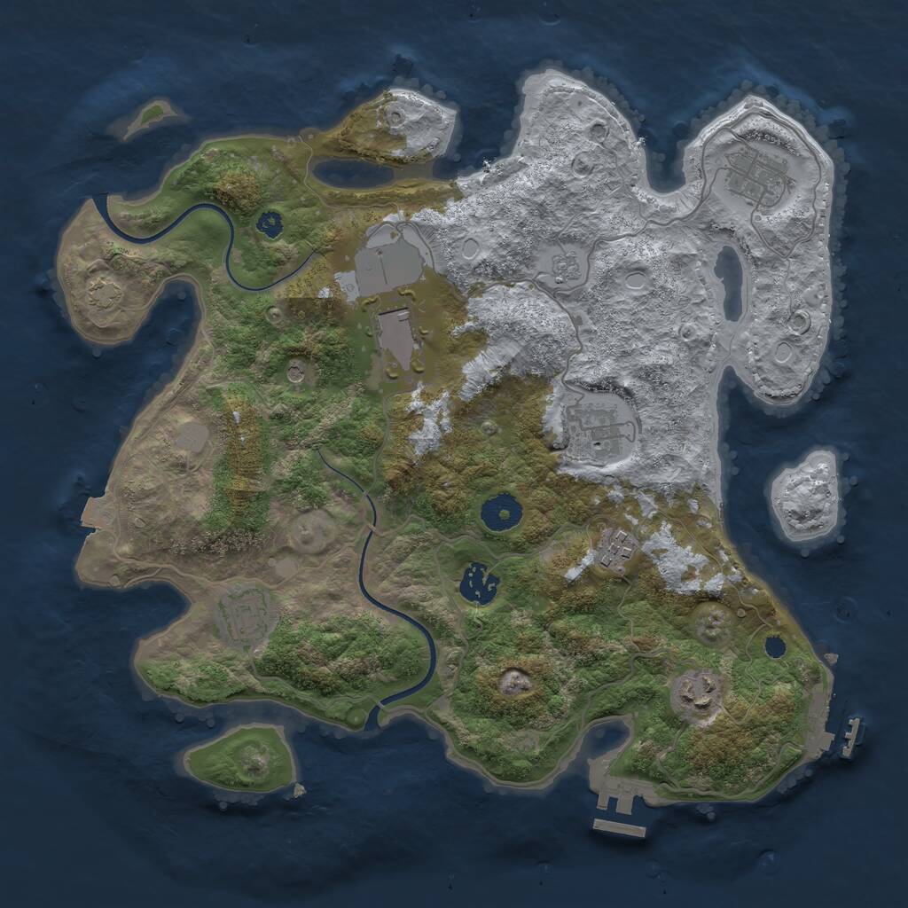 Rust Map: Procedural Map, Size: 3500, Seed: 1830211527, 13 Monuments