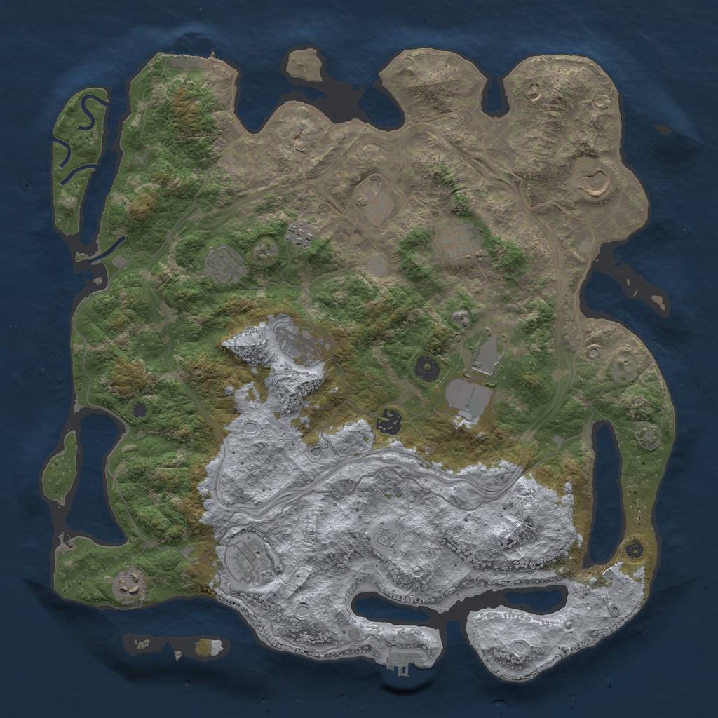 Rust Map: Procedural Map, Size: 4250, Seed: 115975553, 18 Monuments