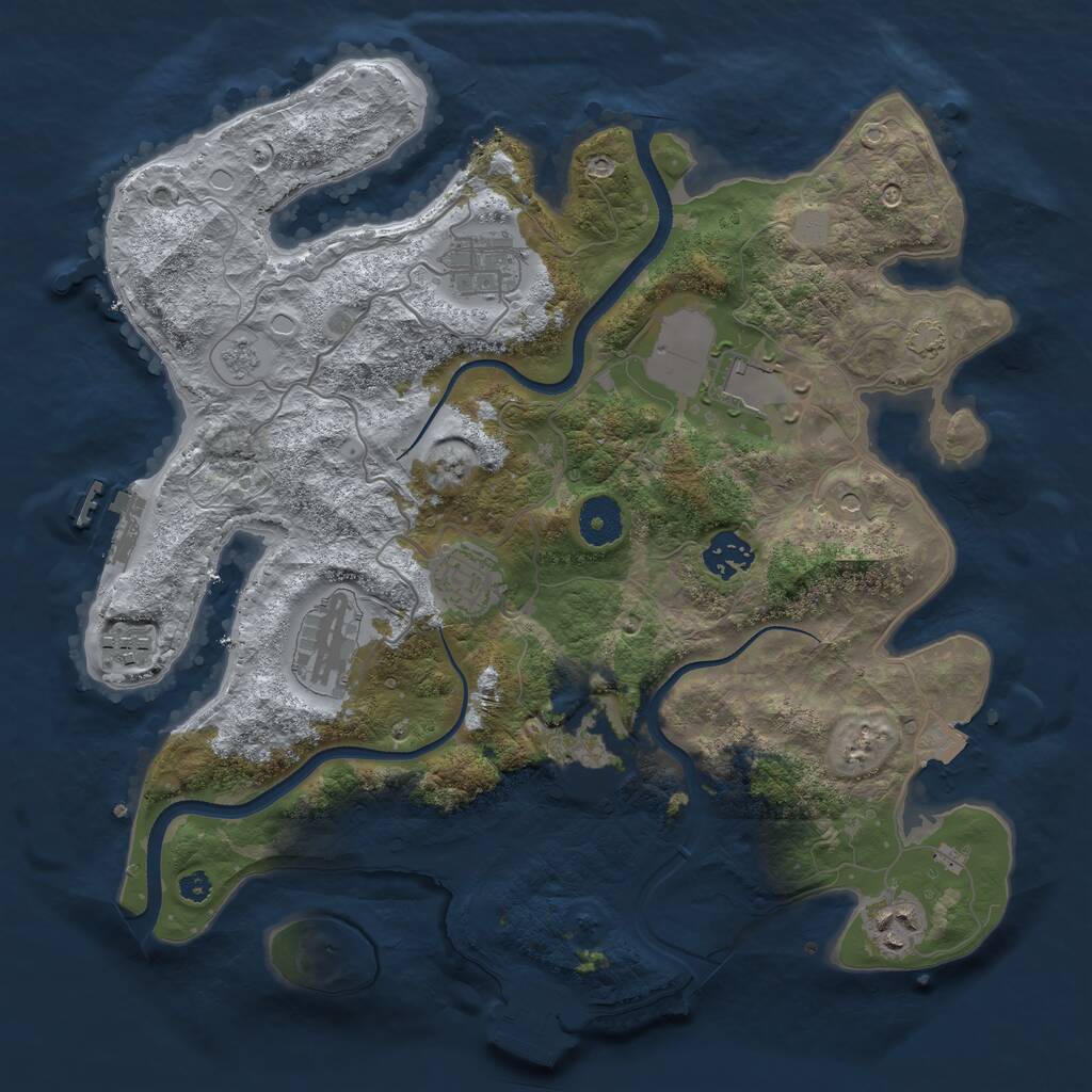 Rust Map: Procedural Map, Size: 3500, Seed: 1828587535, 14 Monuments