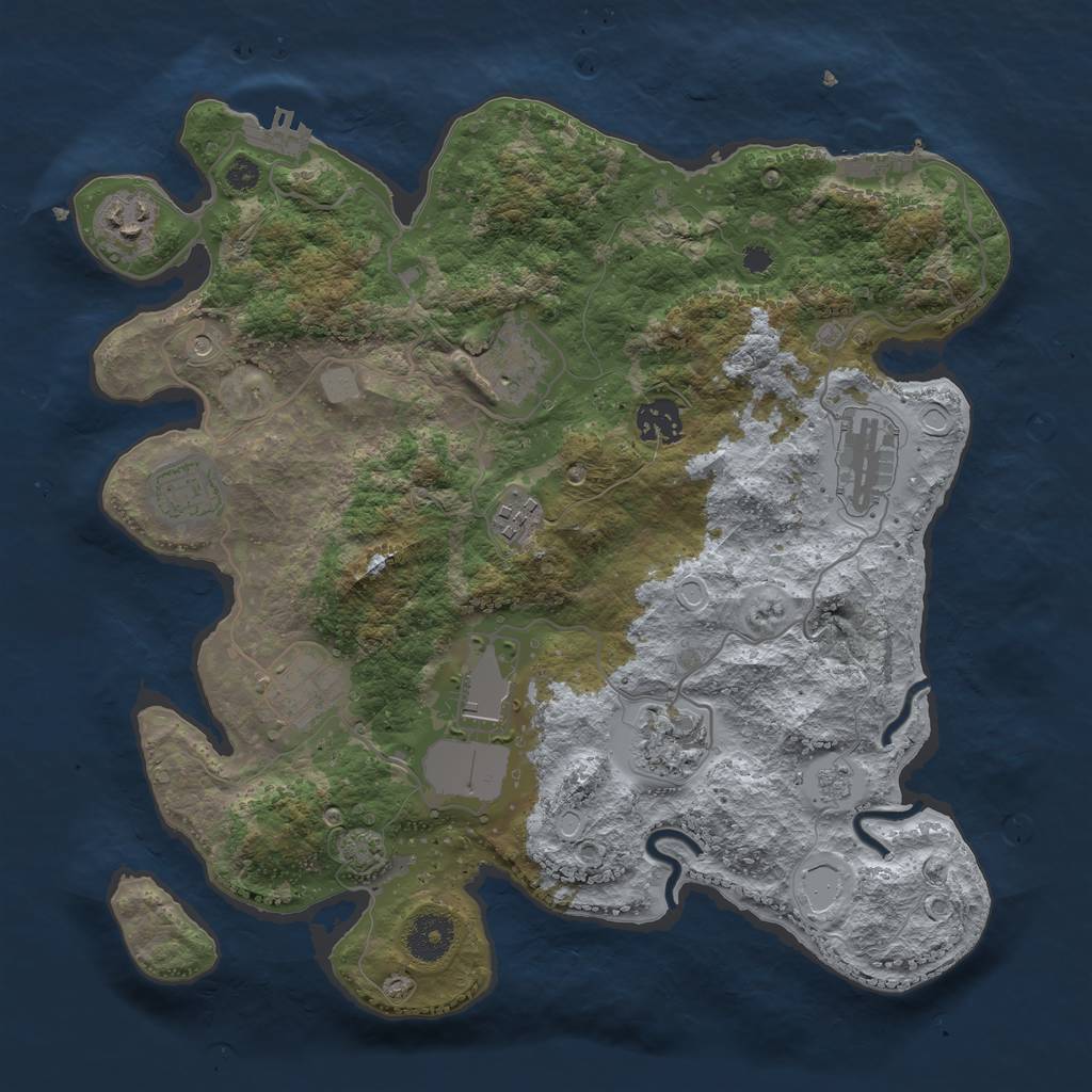 Rust Map: Procedural Map, Size: 3500, Seed: 66409983, 17 Monuments
