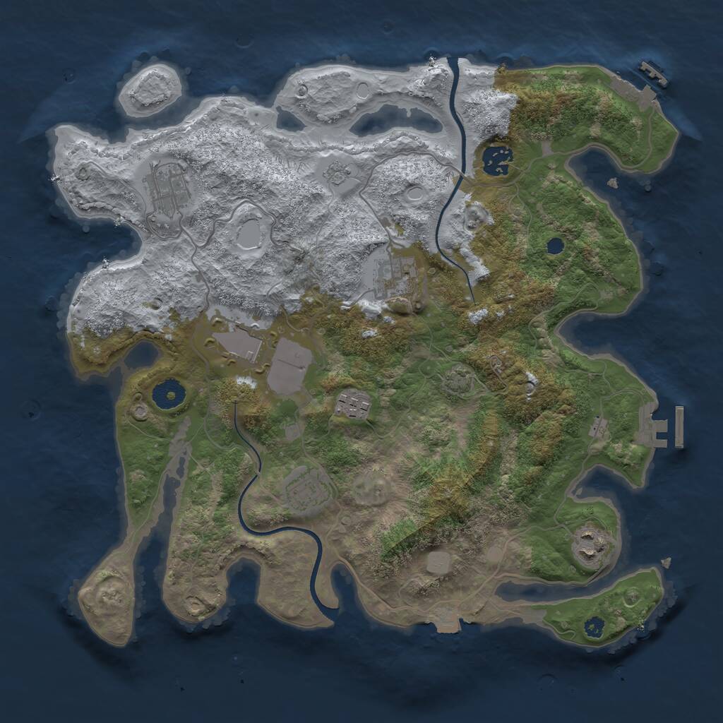 Rust Map: Procedural Map, Size: 3500, Seed: 65675394, 12 Monuments