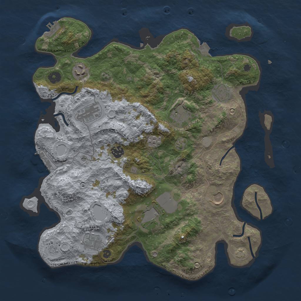 Rust Map: Procedural Map, Size: 3700, Seed: 6174224, 17 Monuments