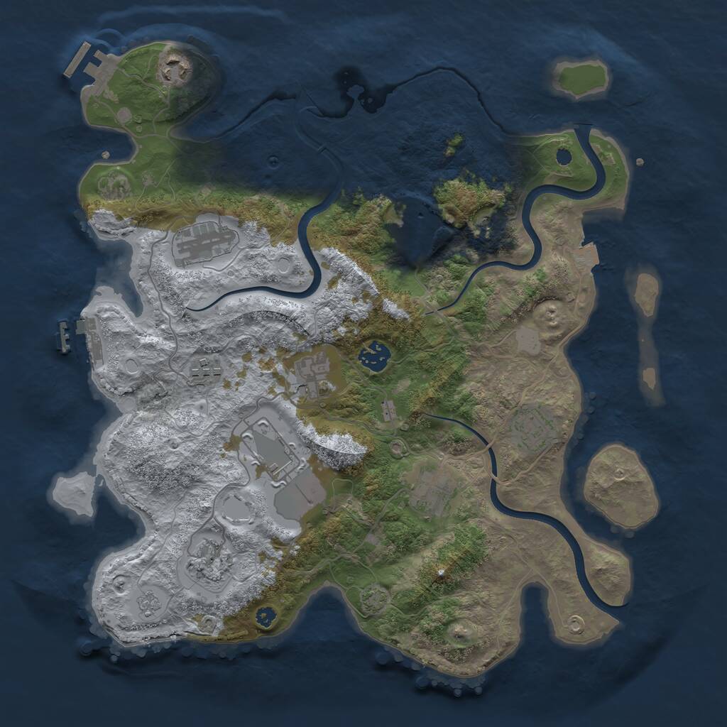 Rust Map: Procedural Map, Size: 3700, Seed: 6174224, 16 Monuments