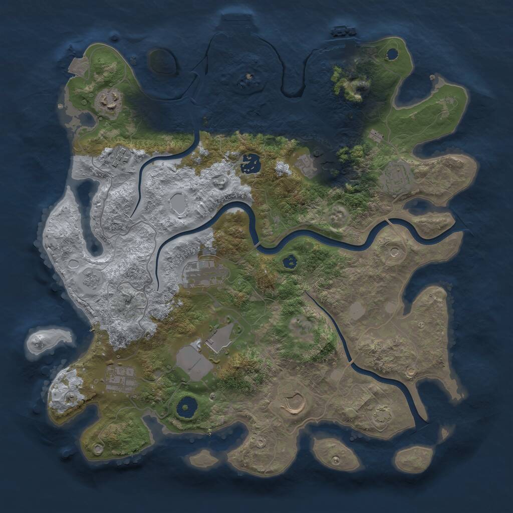 Rust Map: Procedural Map, Size: 3700, Seed: 929411212, 15 Monuments