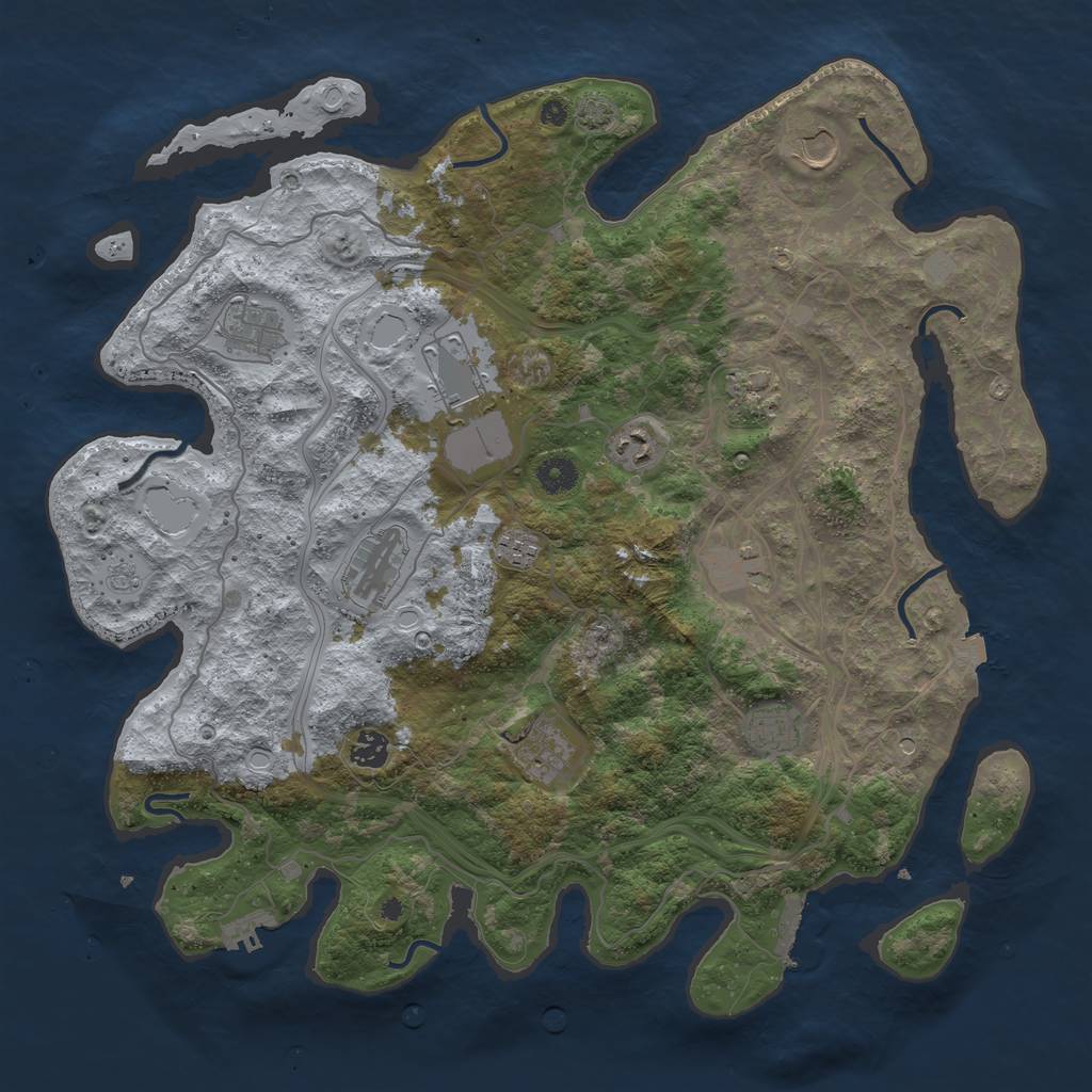 Rust Map: Procedural Map, Size: 4250, Seed: 626496624, 19 Monuments
