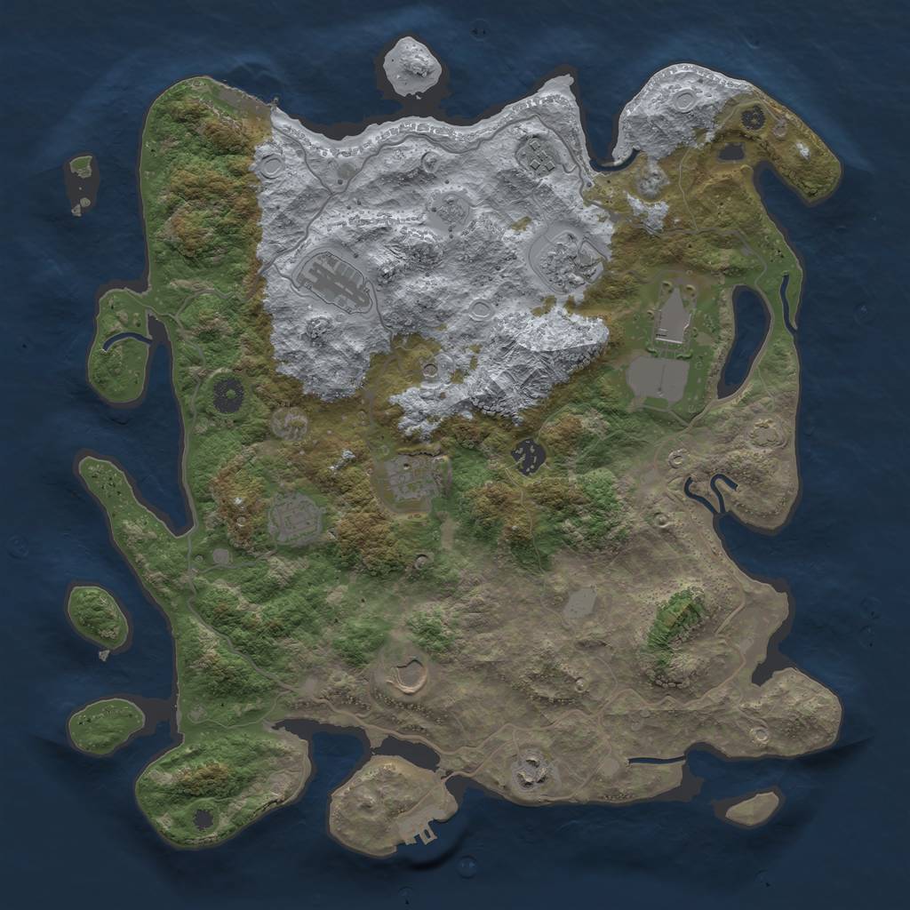 Rust Map: Procedural Map, Size: 4000, Seed: 87655678, 17 Monuments