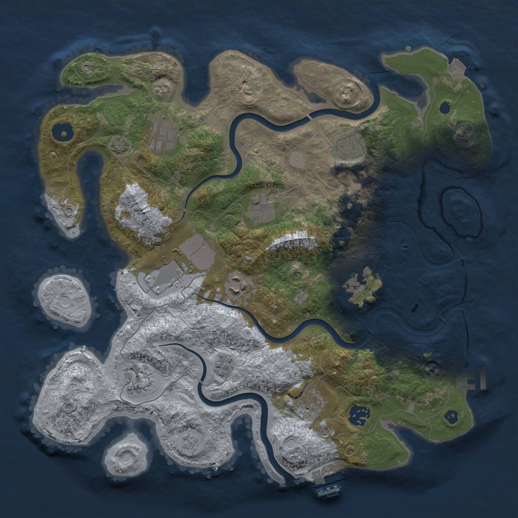 Rust Map: Procedural Map, Size: 3750, Seed: 37093268, 16 Monuments
