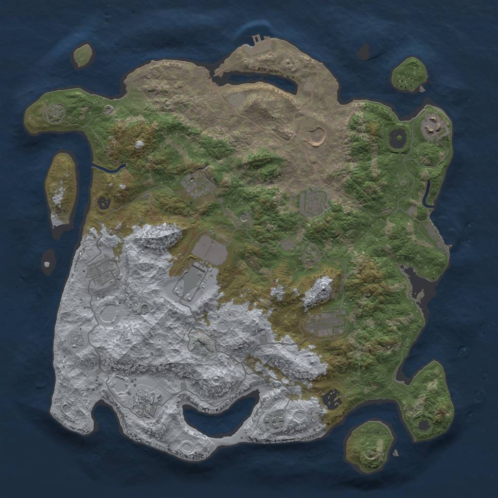 Rust Map: Procedural Map, Size: 3900, Seed: 45731218, 18 Monuments