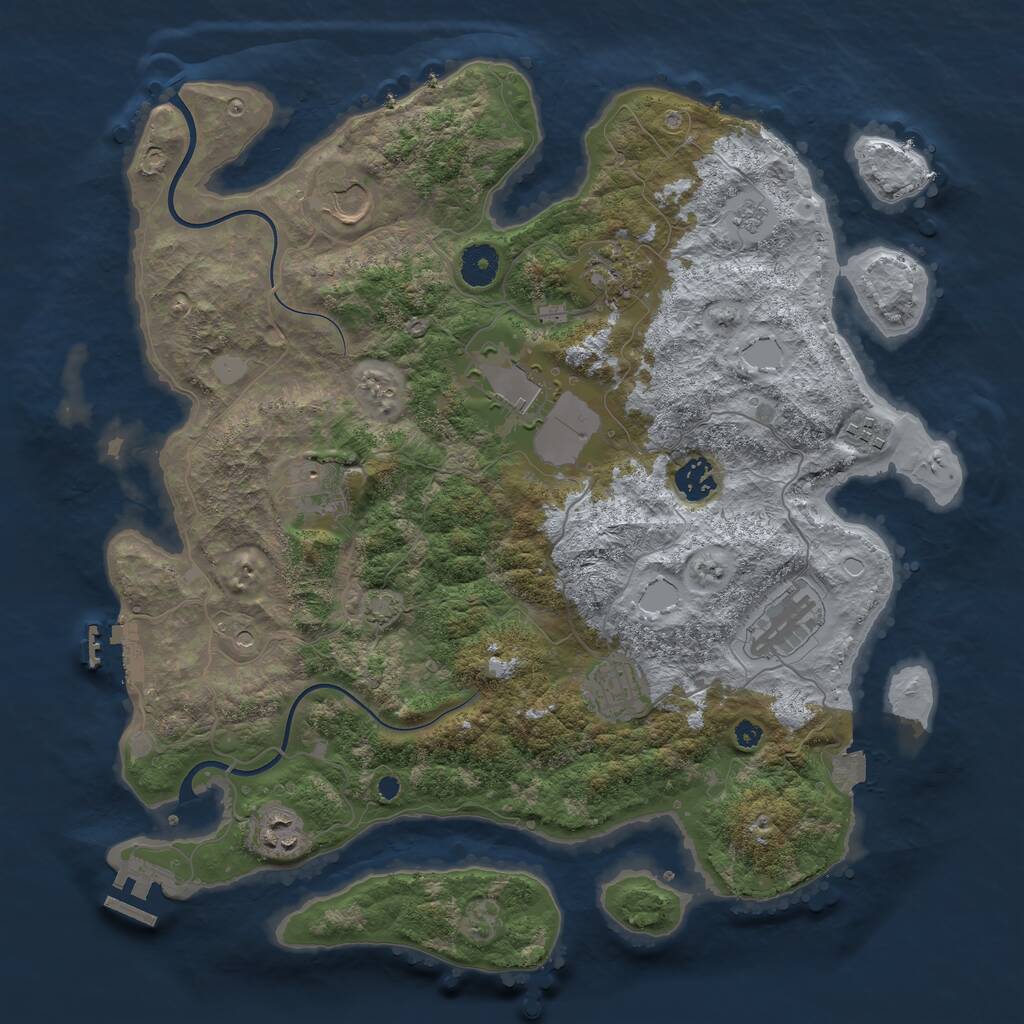 Rust Map: Procedural Map, Size: 3800, Seed: 18362611, 15 Monuments