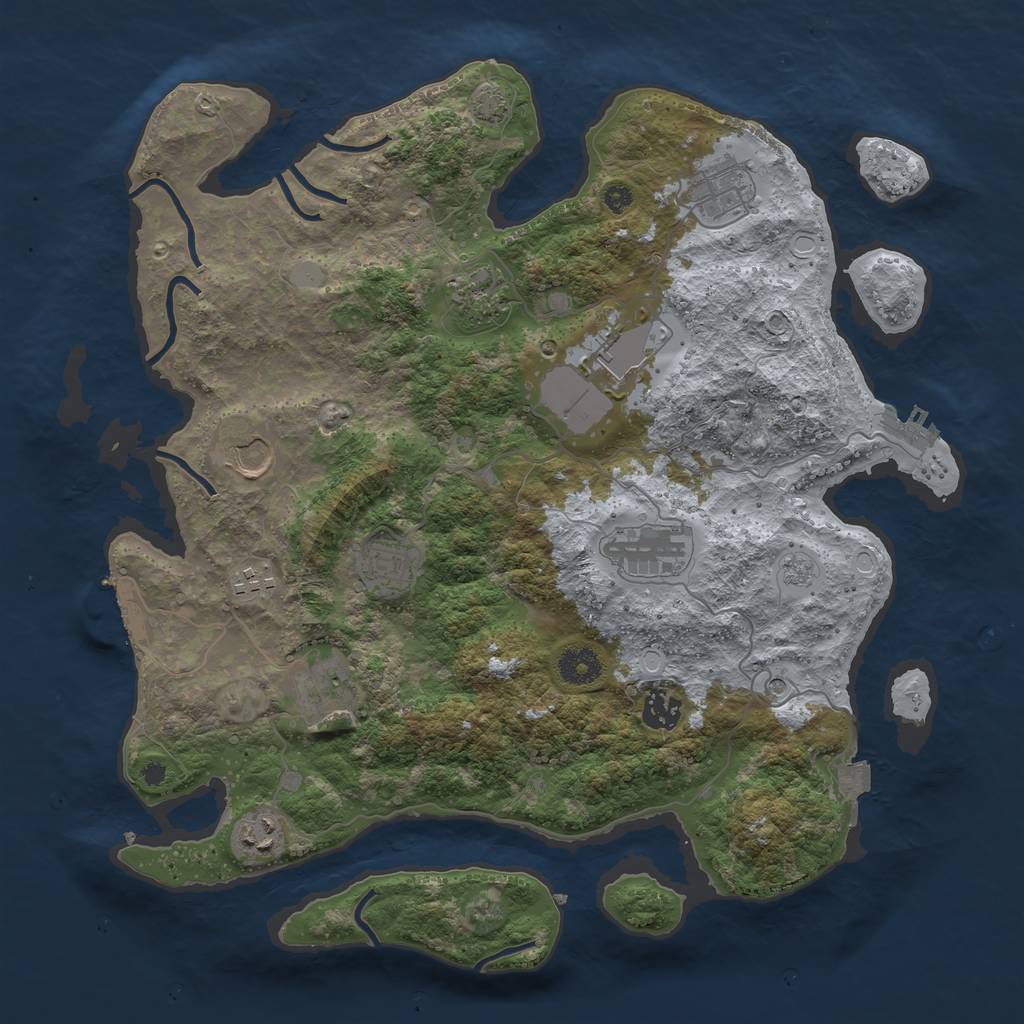 Rust Map: Procedural Map, Size: 3800, Seed: 18362611, 18 Monuments