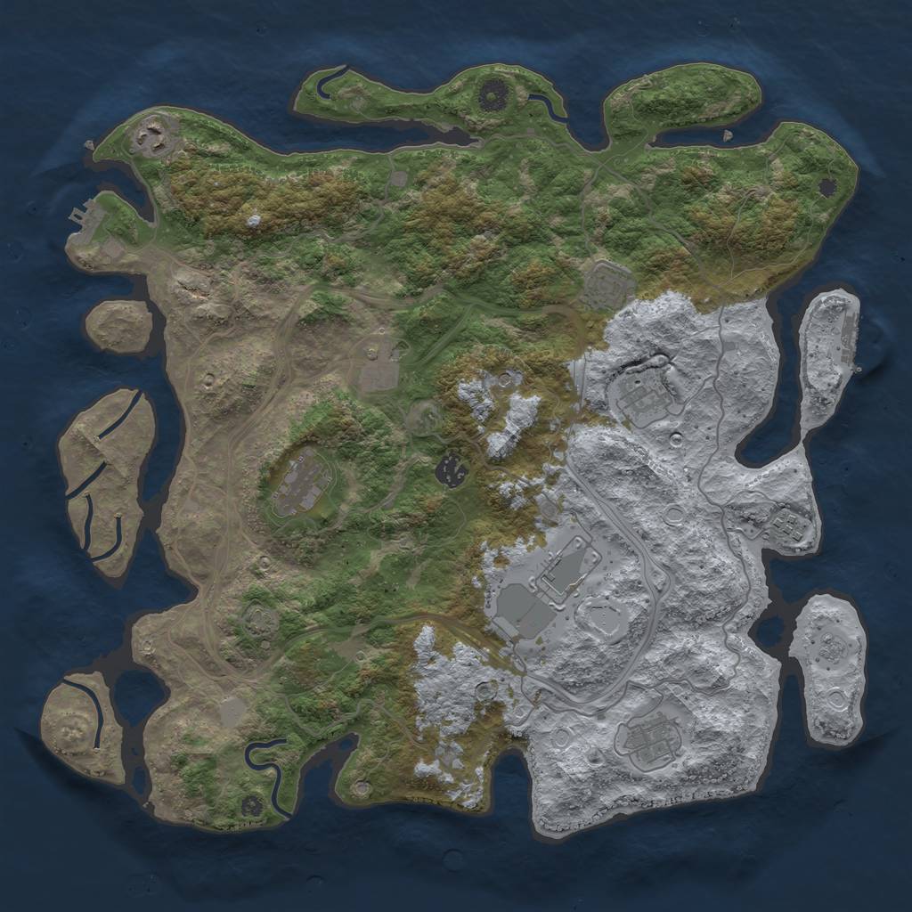 Rust Map: Procedural Map, Size: 4250, Seed: 234325445, 17 Monuments
