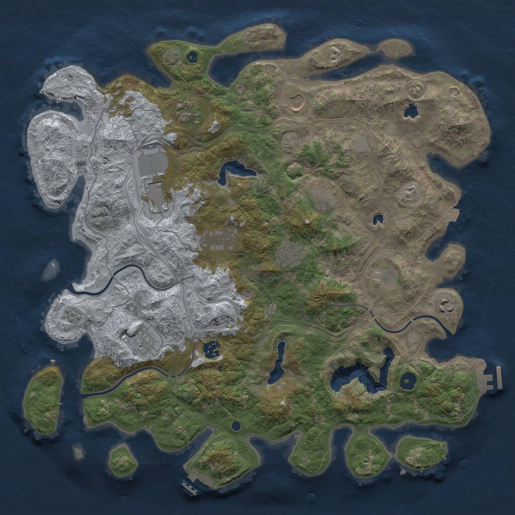 Rust Map: Procedural Map, Size: 4500, Seed: 749086381, 17 Monuments