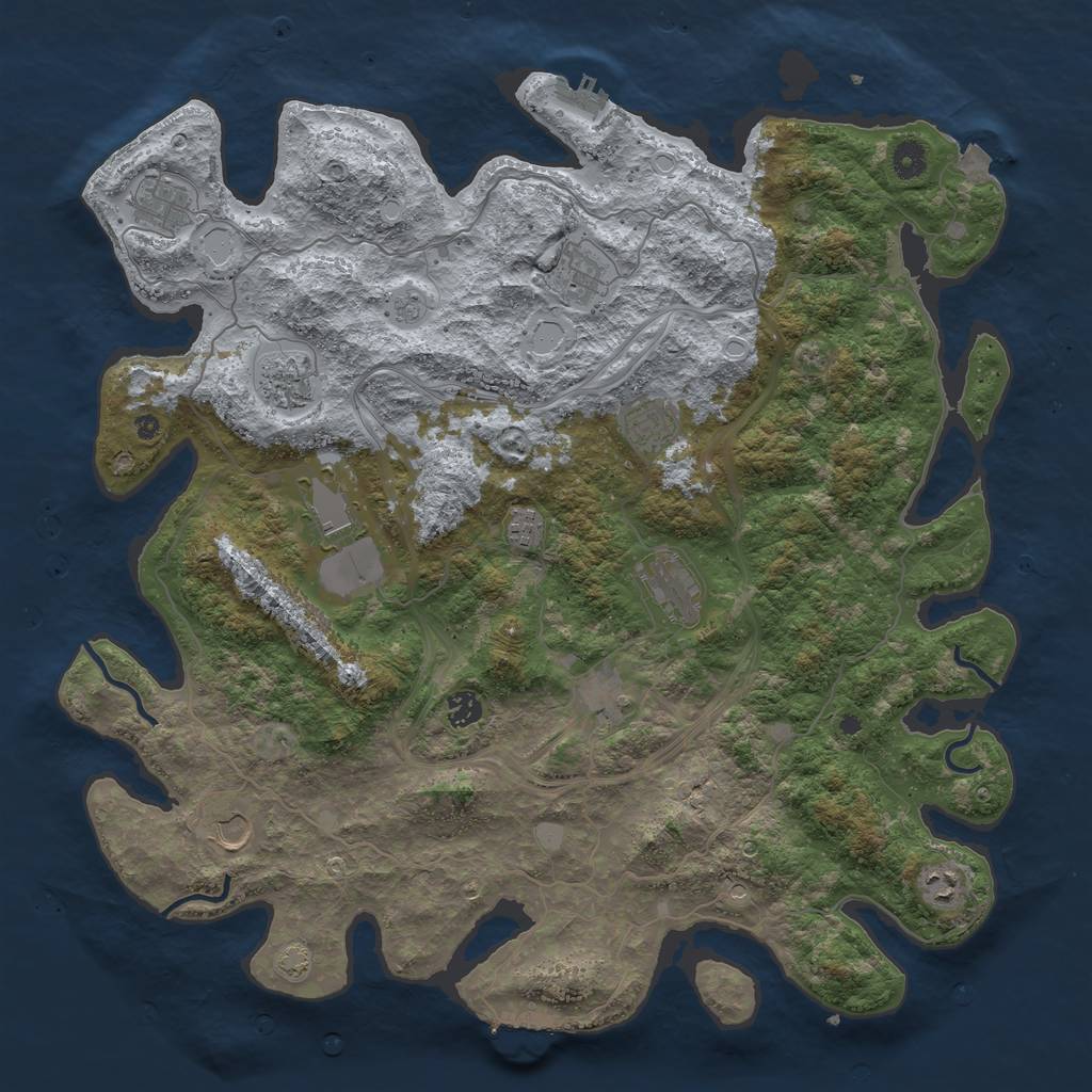 Rust Map: Procedural Map, Size: 4500, Seed: 615359817, 19 Monuments