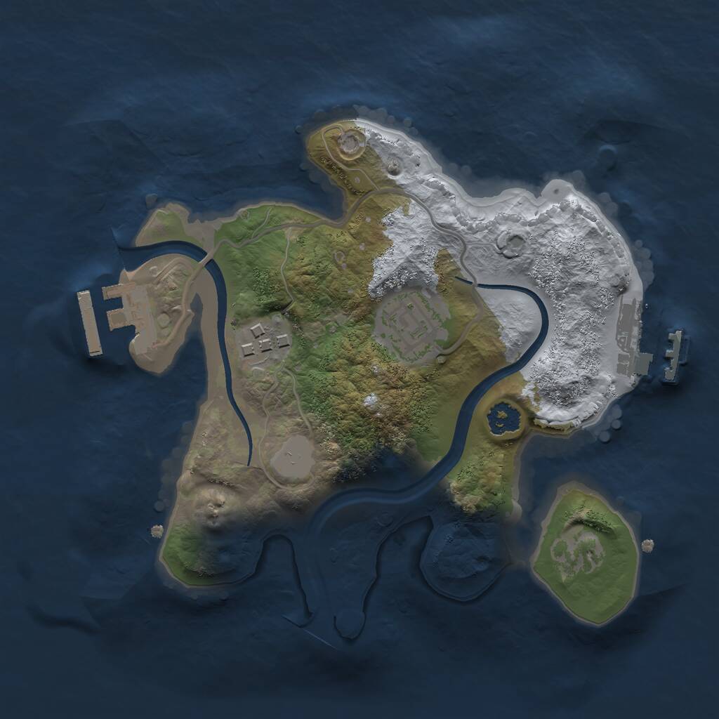 Rust Map: Procedural Map, Size: 2222, Seed: 1275912612, 5 Monuments