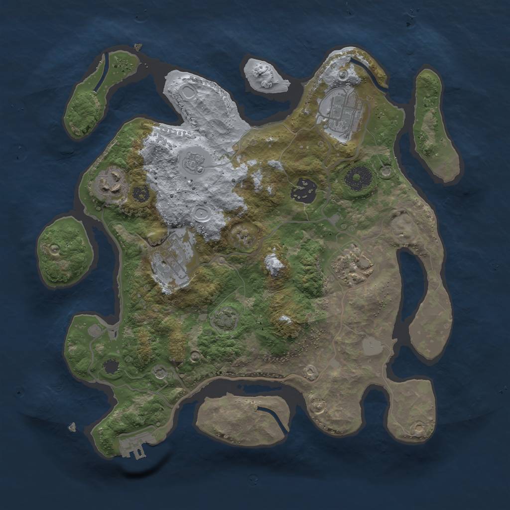 Rust Map: Procedural Map, Size: 3000, Seed: 17775, 12 Monuments