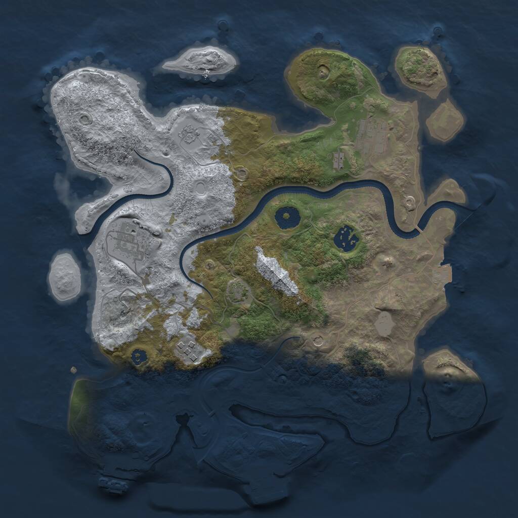 Rust Map: Procedural Map, Size: 3250, Seed: 1360662447, 10 Monuments