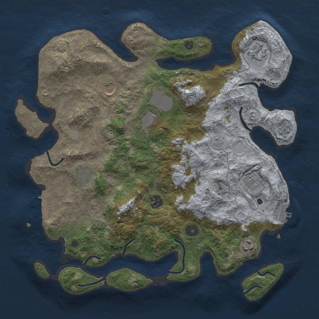 Rust Map: Procedural Map, Size: 3750, Seed: 102099010, 16 Monuments