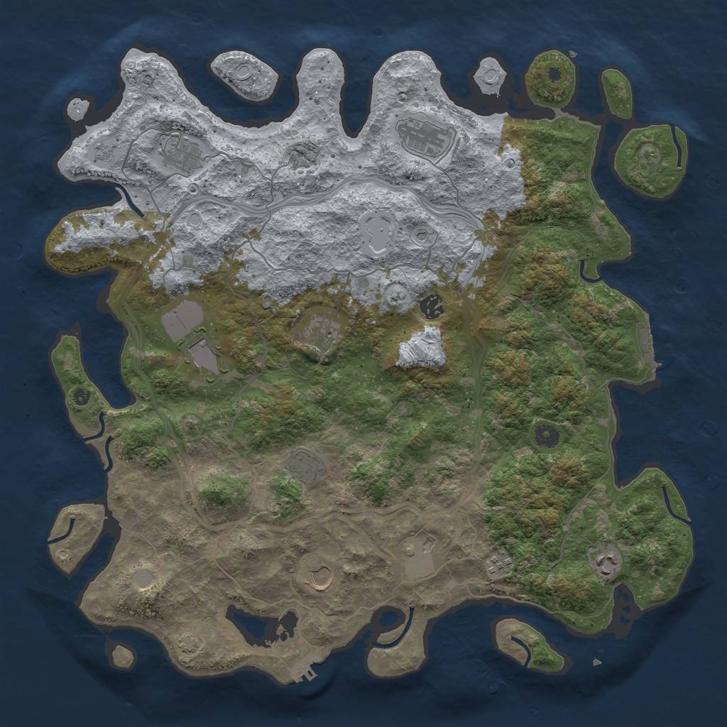 Rust Map: Procedural Map, Size: 4500, Seed: 1098510452, 18 Monuments
