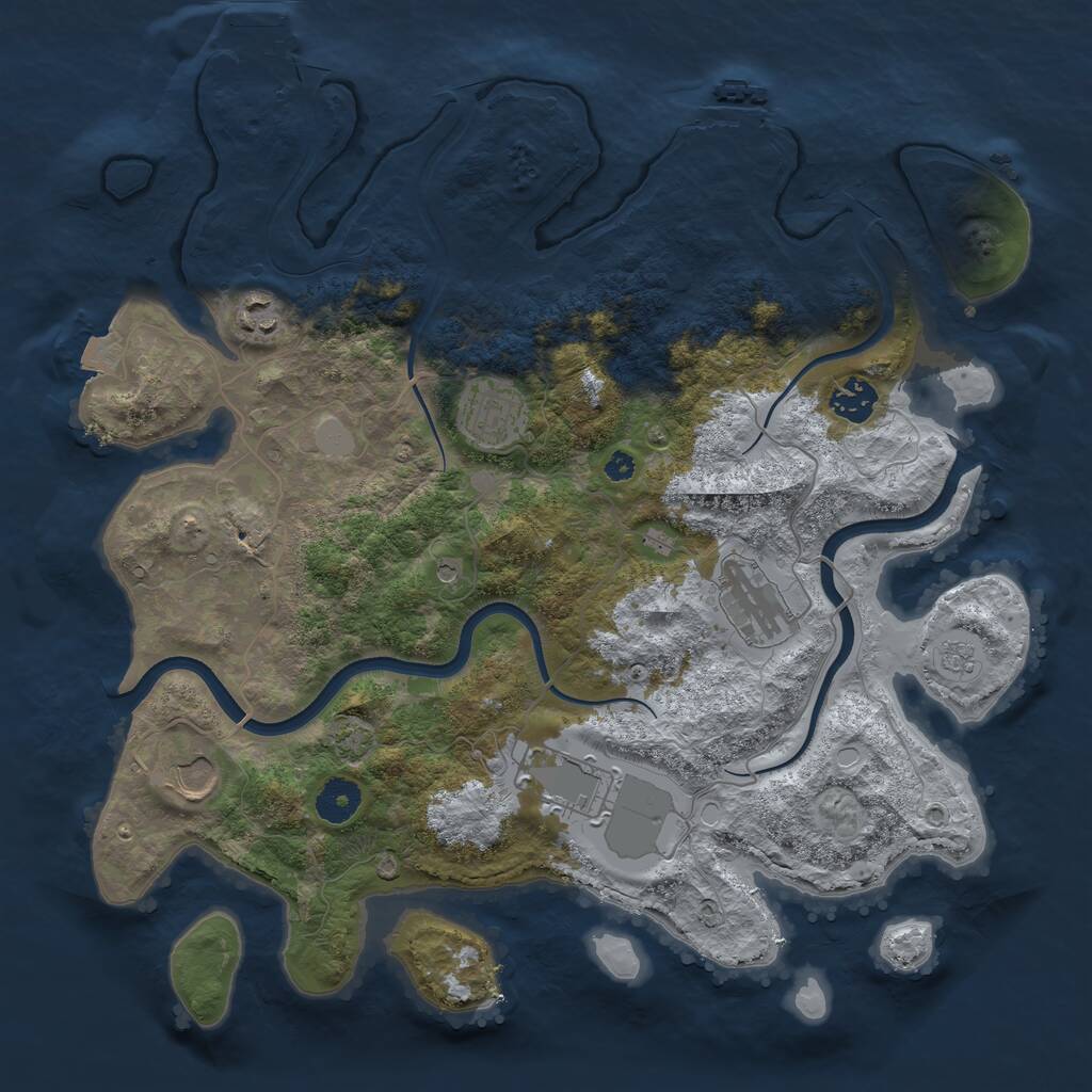 Rust Map: Procedural Map, Size: 3700, Seed: 1865871553, 12 Monuments