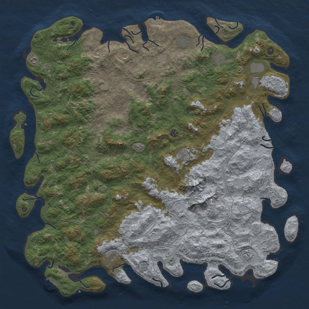 Rust Map: Procedural Map, Size: 6000, Seed: 56325593, 19 Monuments