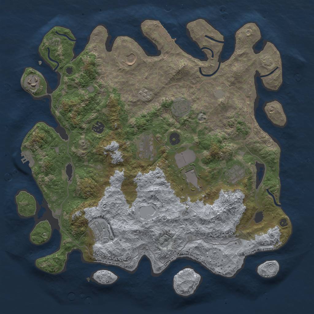 Rust Map: Procedural Map, Size: 4000, Seed: 589501841, 17 Monuments