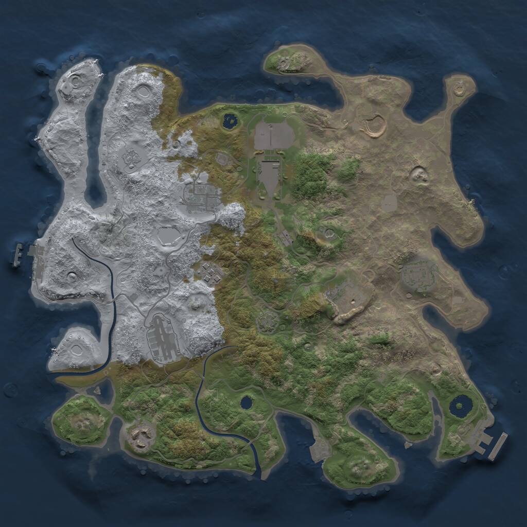 Rust Map: Procedural Map, Size: 3500, Seed: 1130434500, 14 Monuments
