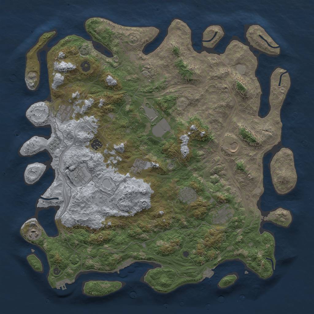 Rust Map: Procedural Map, Size: 4500, Seed: 2110919463, 19 Monuments