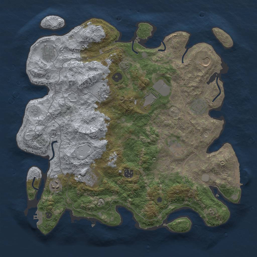 Rust Map: Procedural Map, Size: 4000, Seed: 939162919, 18 Monuments