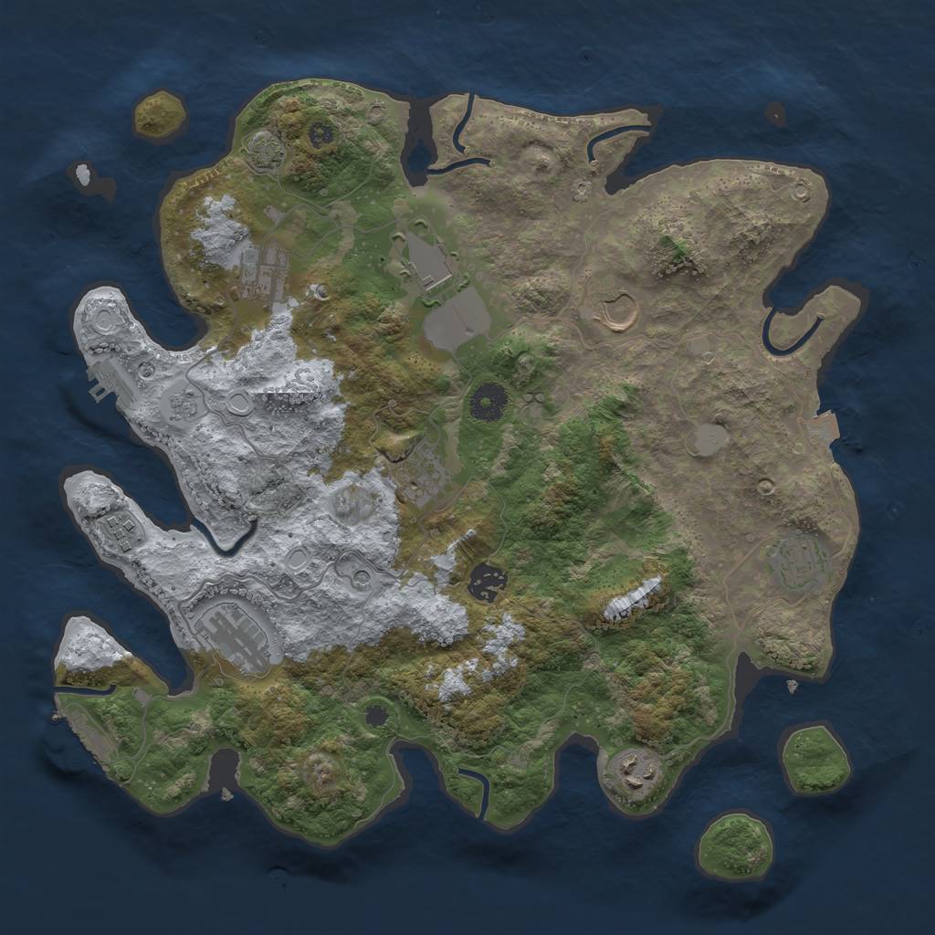 Rust Map: Procedural Map, Size: 3700, Seed: 1123910615, 17 Monuments