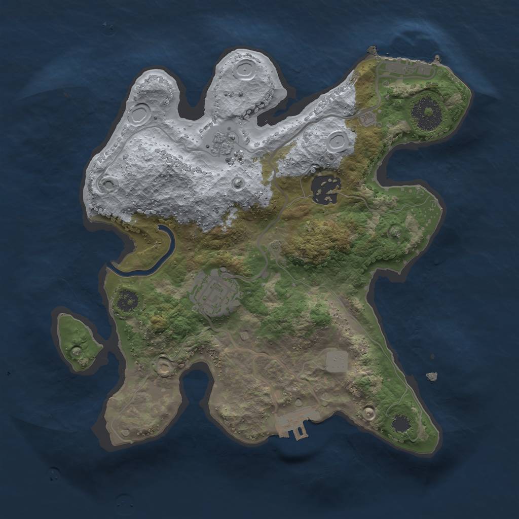 Rust Map: Procedural Map, Size: 2500, Seed: 81921883, 8 Monuments