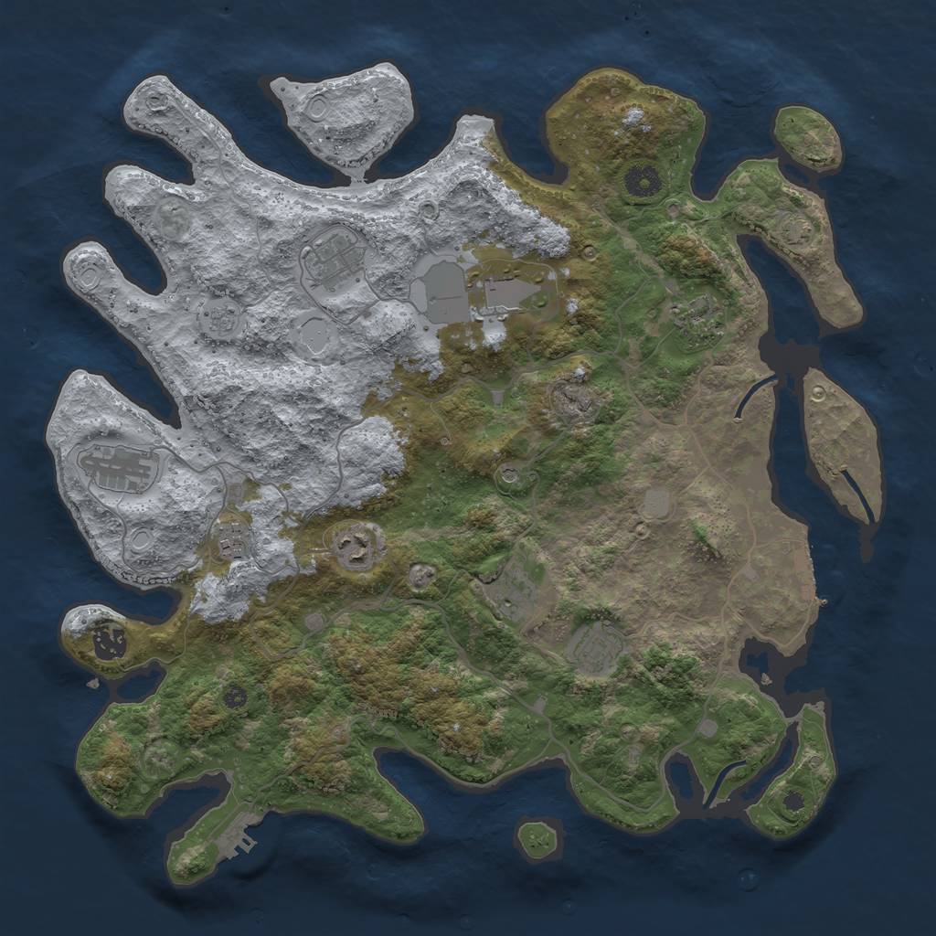 Rust Map: Procedural Map, Size: 4000, Seed: 243143555, 17 Monuments