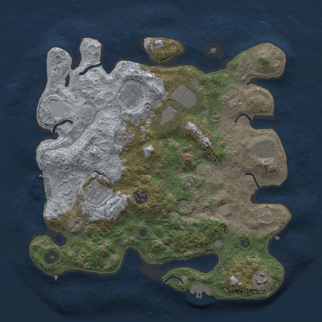 Rust Map: Procedural Map, Size: 3500, Seed: 489092212, 16 Monuments