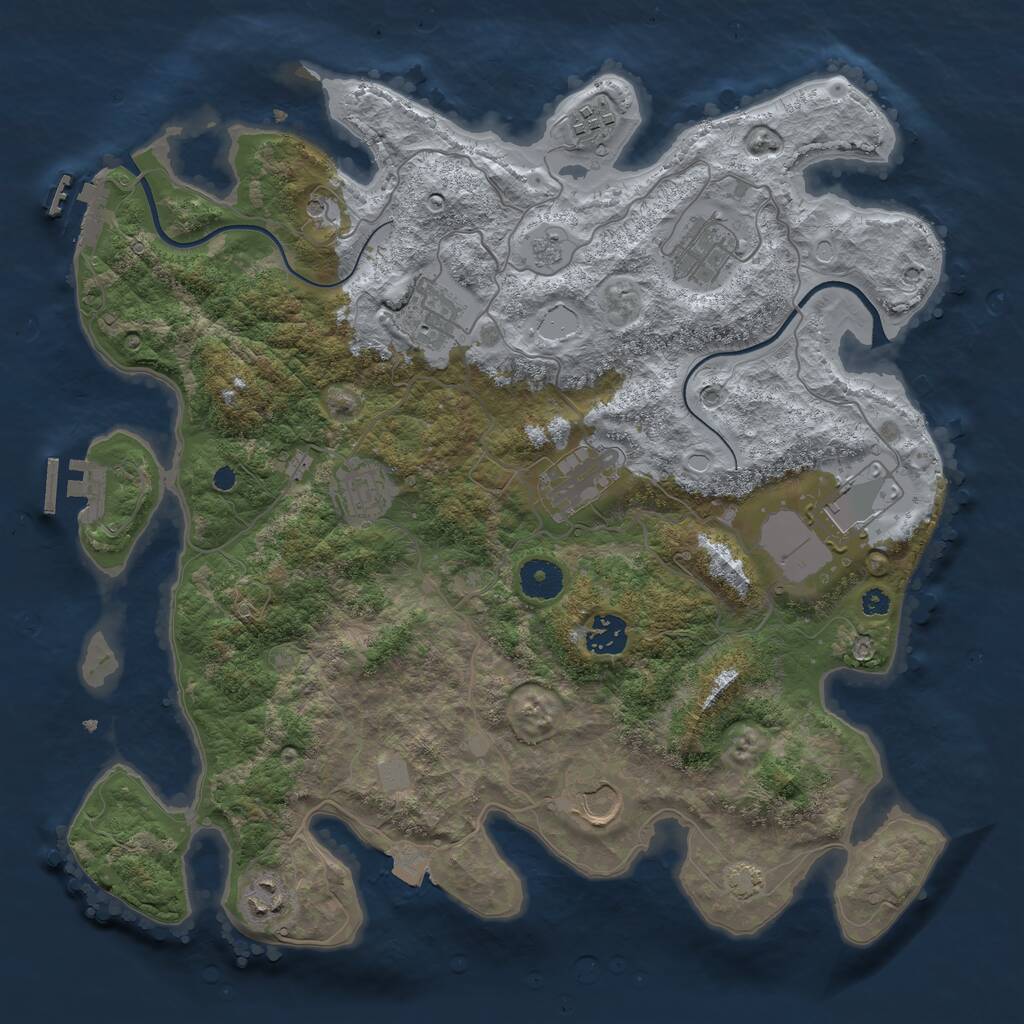 Rust Map: Procedural Map, Size: 3700, Seed: 871533439, 15 Monuments