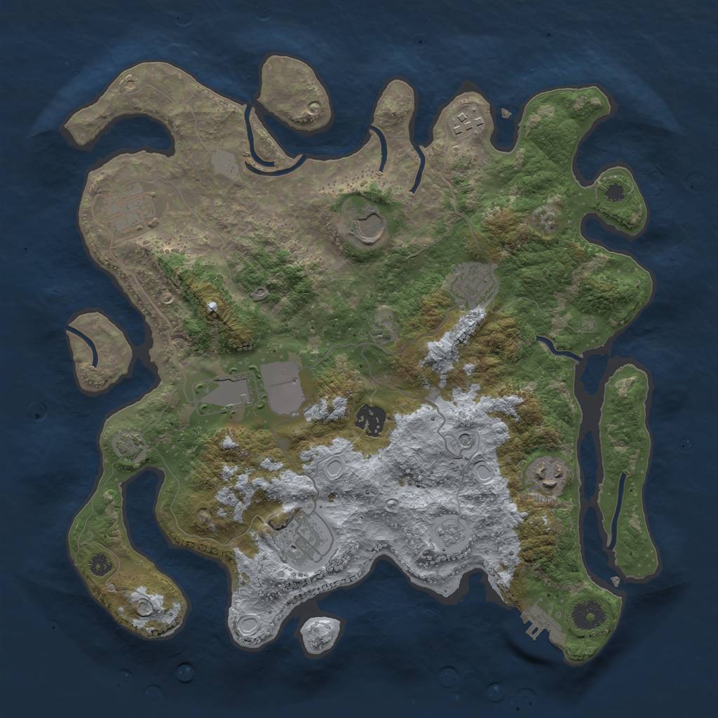 Rust Map: Procedural Map, Size: 3500, Seed: 1195156263, 15 Monuments